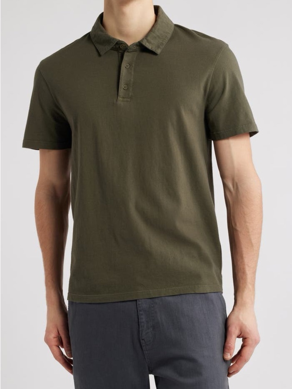 Vince Olive Polo Shirt for Men - 100% Cotton Small